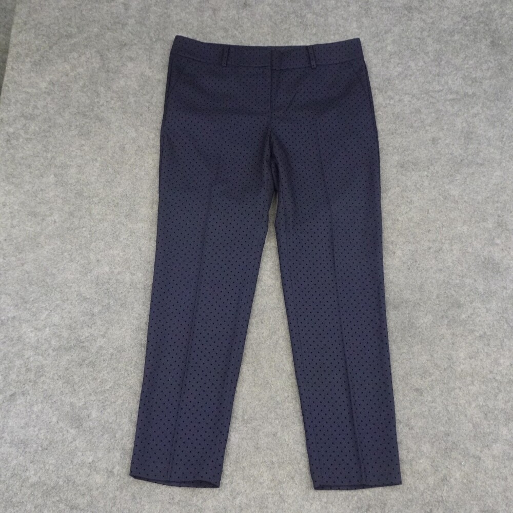 Ann Taylor Pants Womens 6 Blue Dress Polka Dot Straight Flat Front Ankle